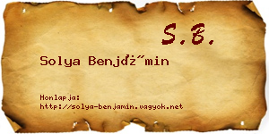 Solya Benjámin névjegykártya